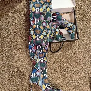 Vibrant Multicolor Over the Knee Boots